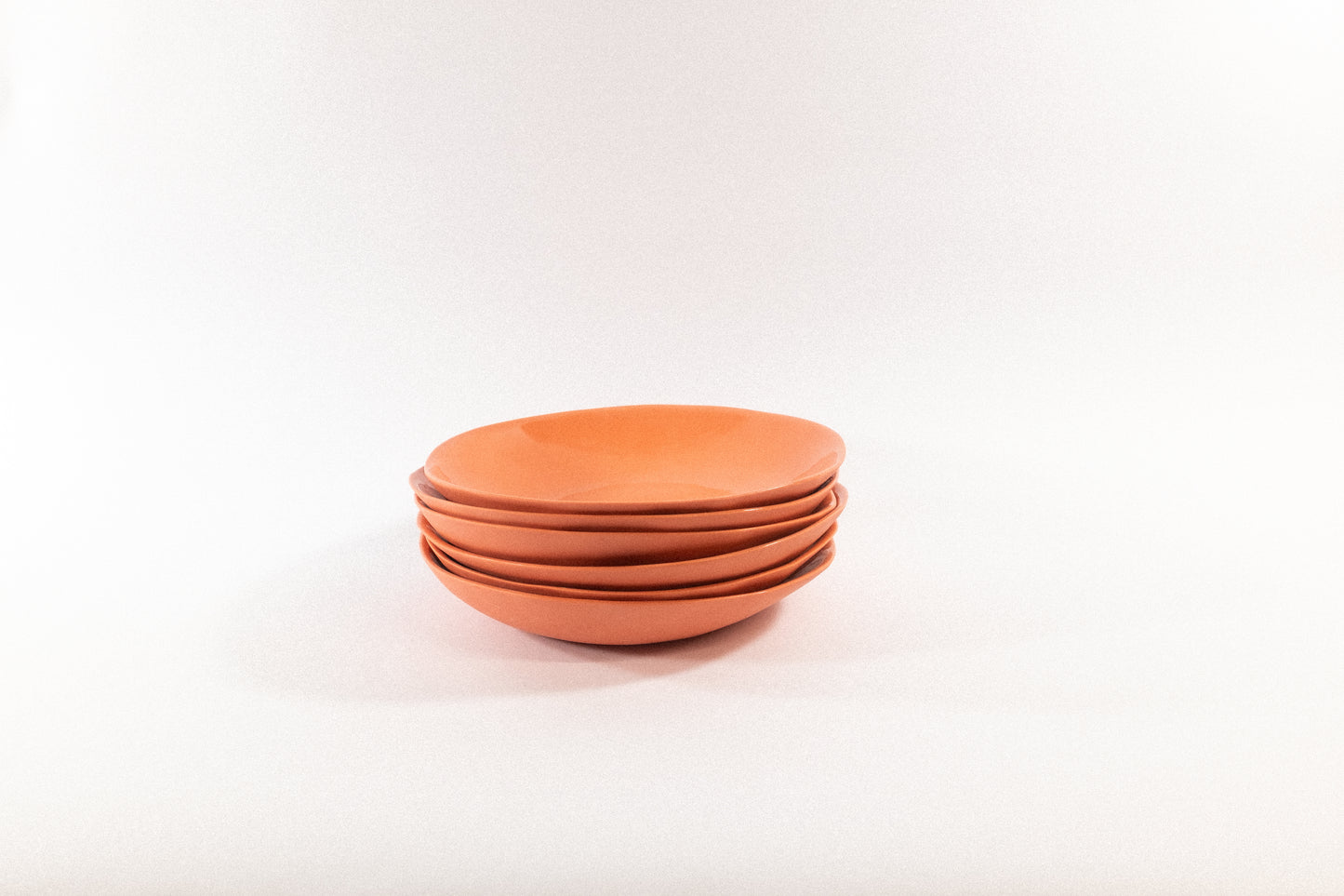 Handmade strong salmon pasta plates on a white background