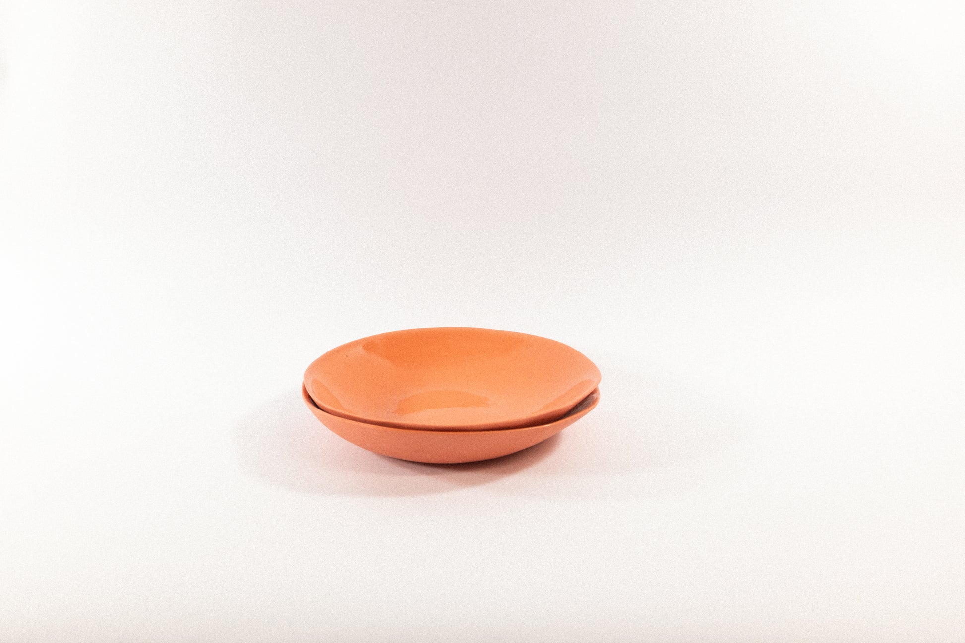 Handmade strong salmon pasta plates on a white background