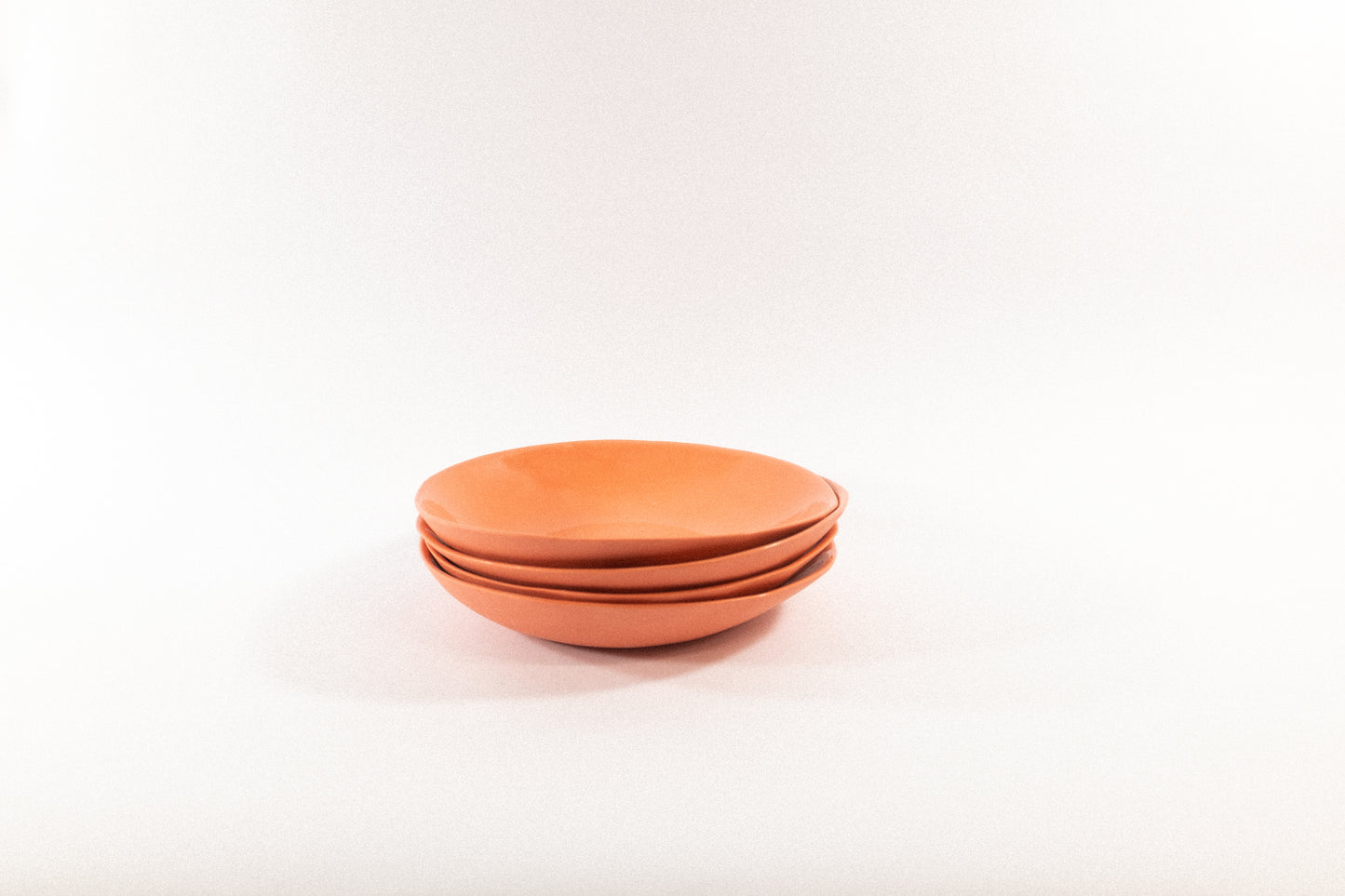 Handmade strong salmon pasta plates on a white background