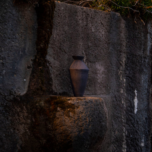 Black Handled Vase | Handmade Stoneware