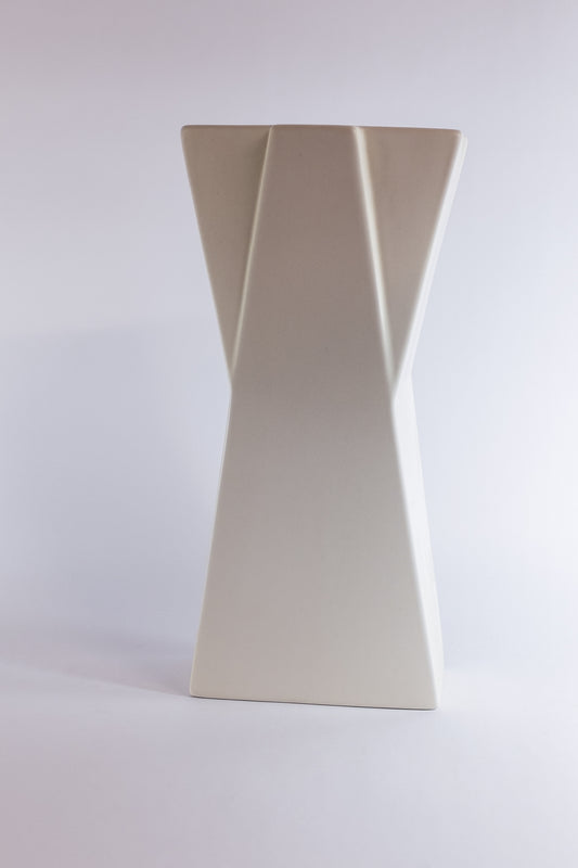 White geometric ceramic vase