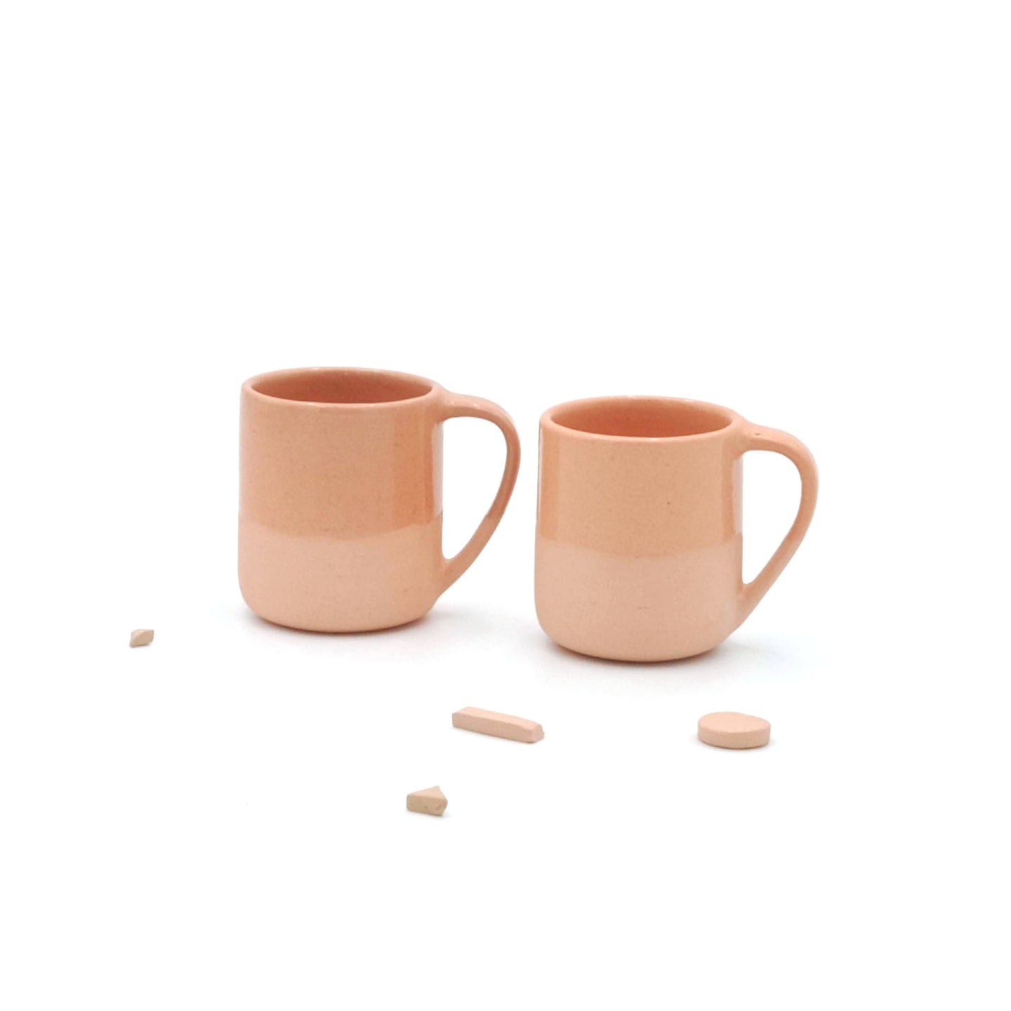 Salmon espresso cups with handle - Set of 2